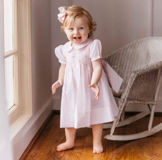 Scalloped Pearl Smocked Dress