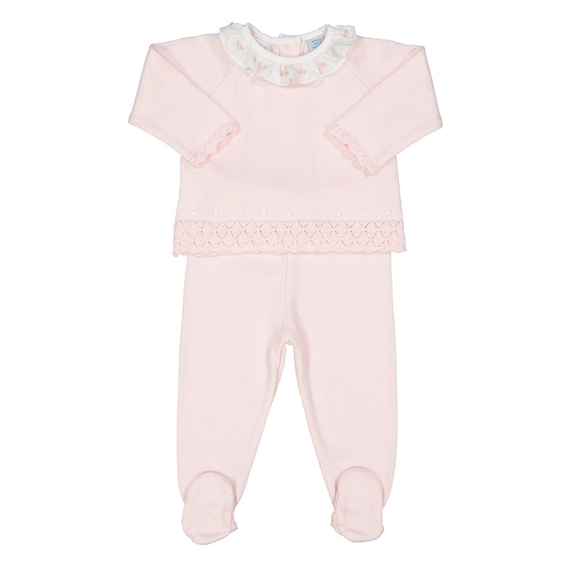 Rose Ruffle Collar Diamond Knit set