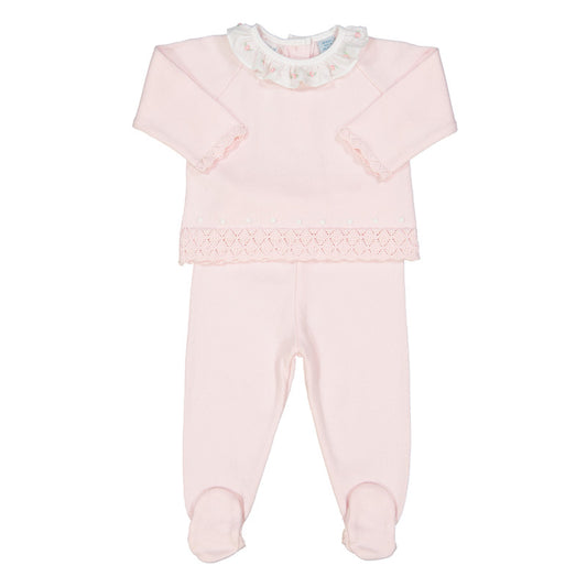 Rose Ruffle Collar Diamond Knit set